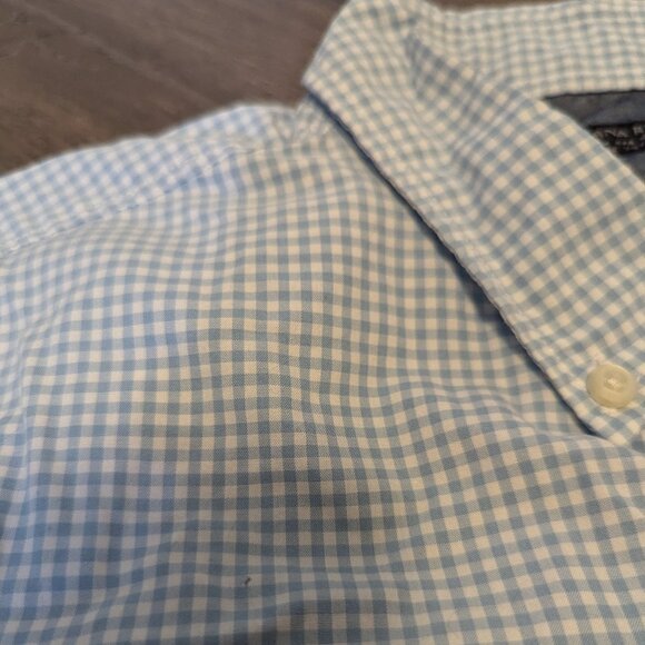 Men's Banana Republic Blue Checkered Short Sleeve Button-Up - Picture 3 of 7